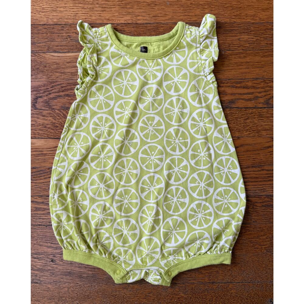 Tea Collection Girls' Lime Print Summer Bubble Size 12-18M